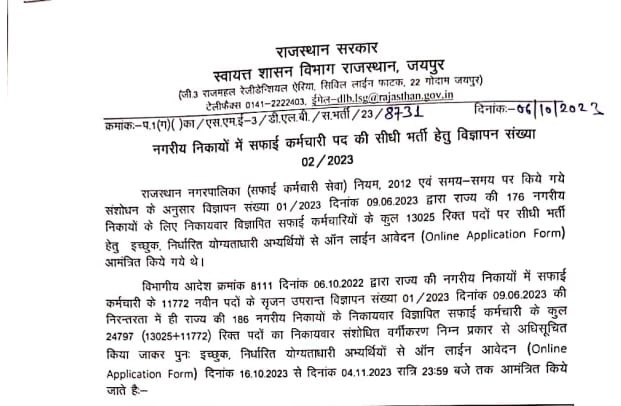 Rajasthan Safai Karamchari Bharti 2023